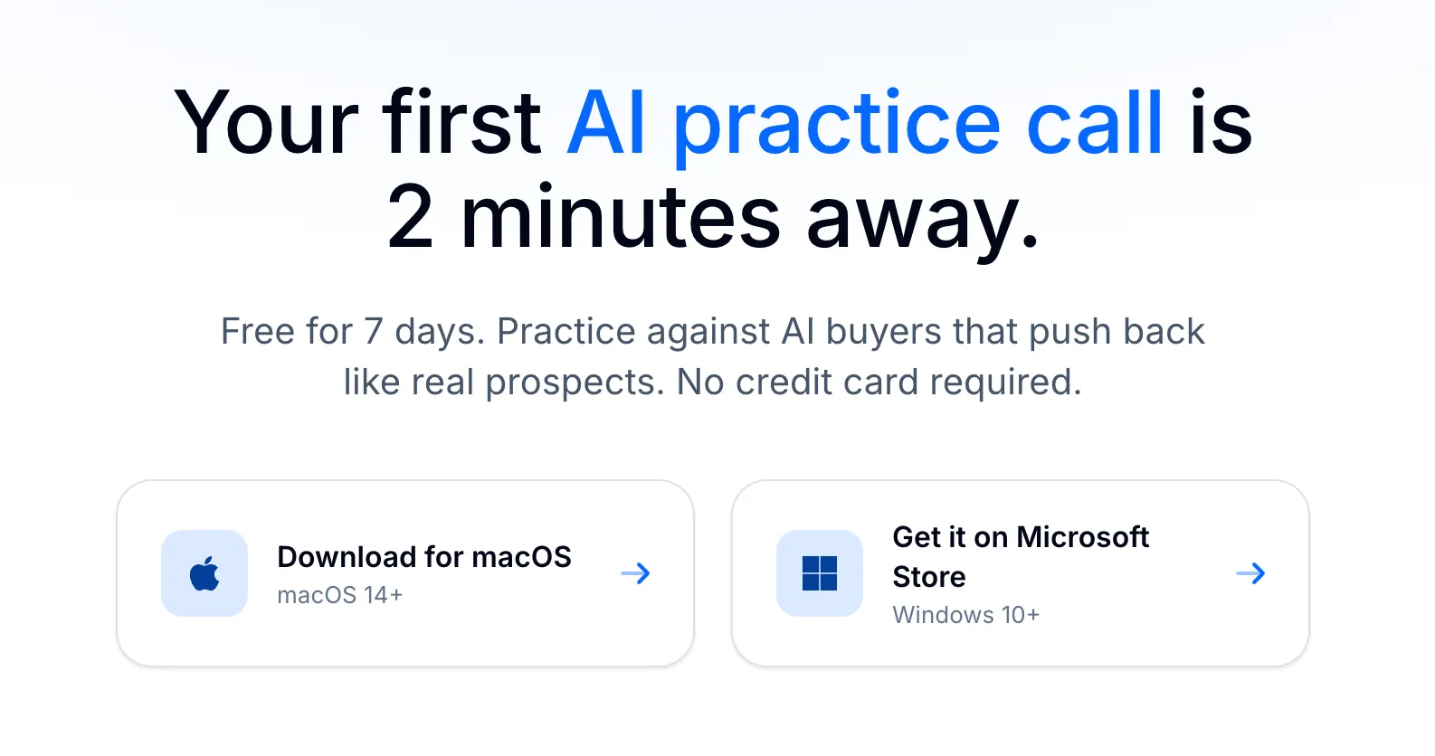 Getting-started page: Download for macOS with macOS 14+, and Get it on Microsoft Store with Windows 10+