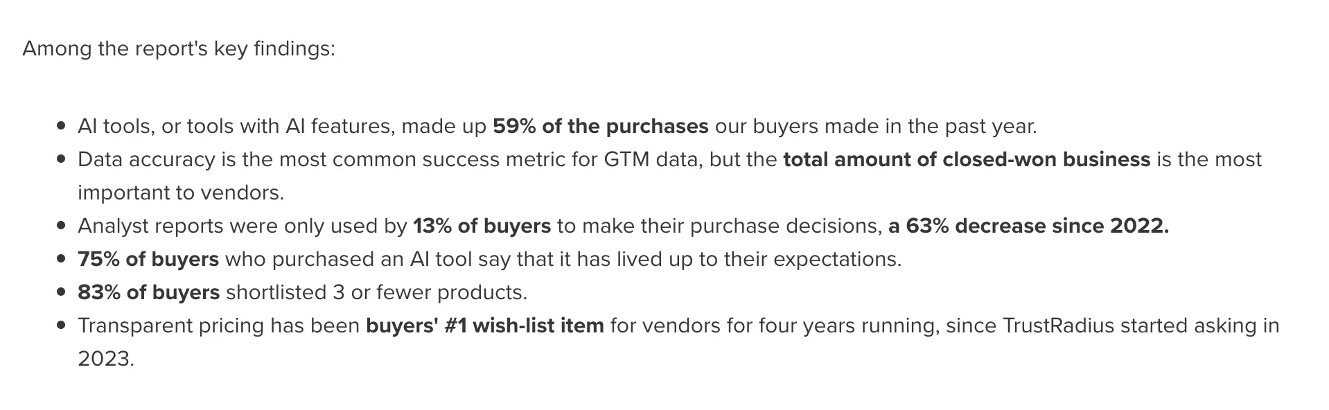 TrustRadius 2026 finding: transparent pricing has been buyers' #1 wish-list item for vendors four years running.