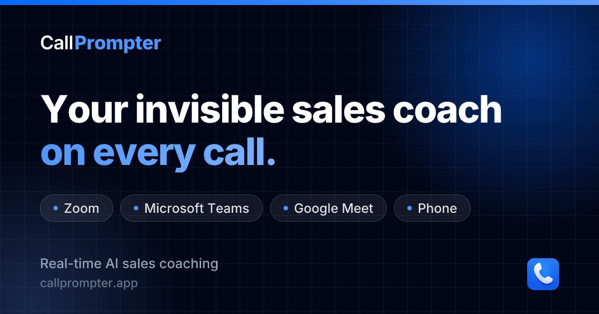 Screenshot of Call Prompter, Real-time sales call coaching that only the rep can see
